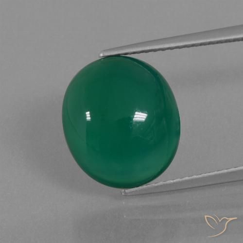 7.56ct 天然 ミディアムグリーン 瑪瑙, 楕円形, 半透明