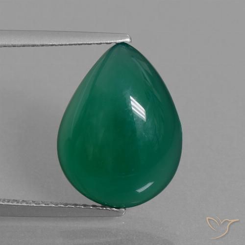 6.24ct 天然 フォレストグリーン 瑪瑙, 洋梨の形, 半透明