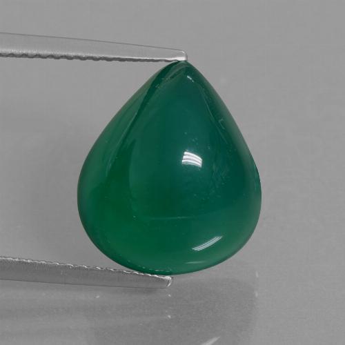8.45カラットの天然フォレストグリーンアゲート（13.8×12.1 mm・洋梨の形）