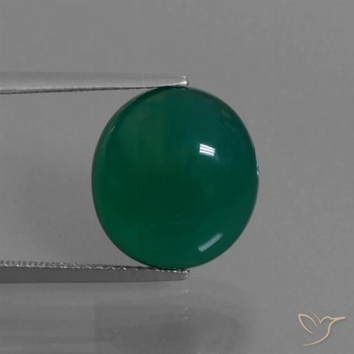 8.13ct 天然 ミディアムダークグリーン 瑪瑙, 楕円形, 半透明