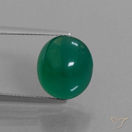 7.58ct 天然 フォレストグリーン 瑪瑙, 楕円形, 半透明