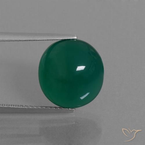 7.80ct 天然 ミディアムダークグリーン 瑪瑙, 楕円形, 半透明