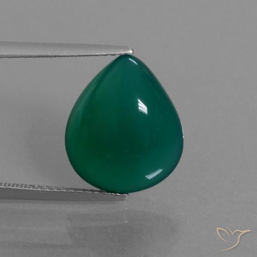 7.33カラットの天然グリーンアゲート（14.6×12.5 mm・洋梨の形）