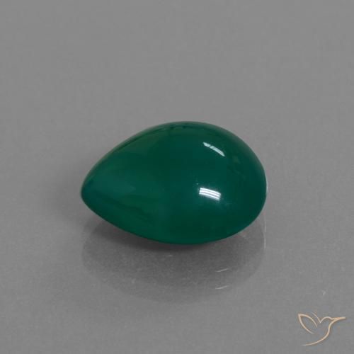 7.33カラットの天然グリーンアゲート（14.6×12.5 mm・洋梨の形）