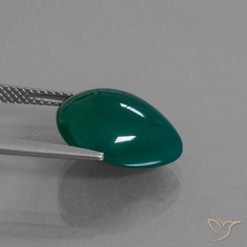 7.33カラットの天然グリーンアゲート（14.6×12.5 mm・洋梨の形）