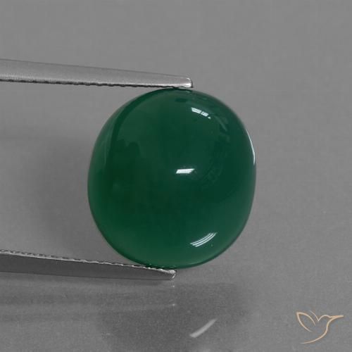 8.27ct 天然 ミディアムダークグリーン 瑪瑙, 楕円形, 半透明