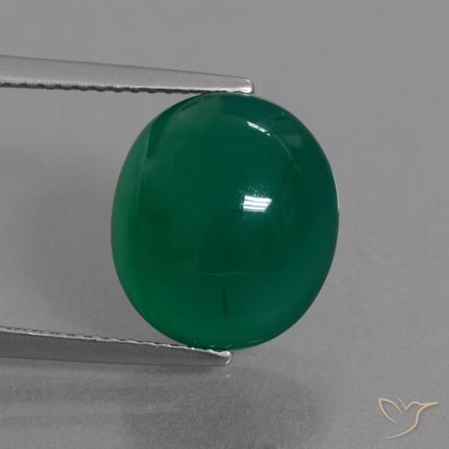 7.27ct 天然 グリーン 瑪瑙, 楕円形, 半透明