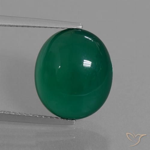 7.83ct 天然 ミディアムダークグリーン 瑪瑙, 楕円形, 半透明