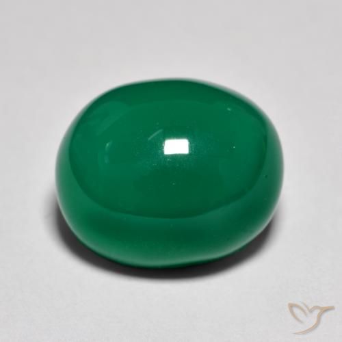 9.31ct 天然 ミディアムグリーン 瑪瑙, 楕円形, 半透明
