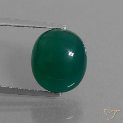 8.38ct 天然 ミディアムダークグリーン 瑪瑙, 楕円形, 半透明