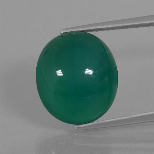 10.07カラットの天然グリーンアゲート（14.3×12.6 mm・オーバルカット）