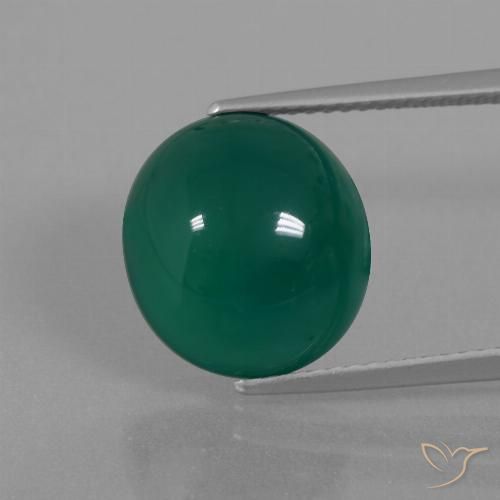 7.87ct 天然 ミディアムダークグリーン 瑪瑙, 楕円形, 半透明