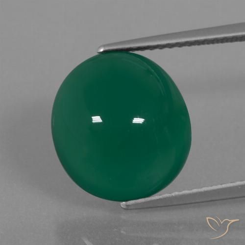 7.92ct 天然 ミディアムダークグリーン 瑪瑙, 楕円形, 半透明