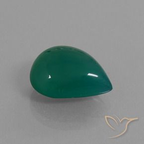 6.66カラットの天然ミディアムダークグリーン瑪瑙、洋梨の形、半透明