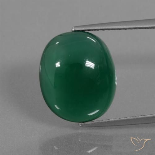 7.32ct 天然 ミディアムディープグリーン 瑪瑙, 楕円形, 半透明