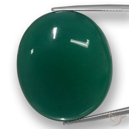 58.42ct 天然 ミディアムダークグリーン 瑪瑙, 楕円形, 半透明
