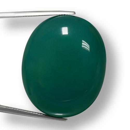 78.98カラットの天然ダークグリーンアゲート（33.5×27.4 mm・オーバルカット）