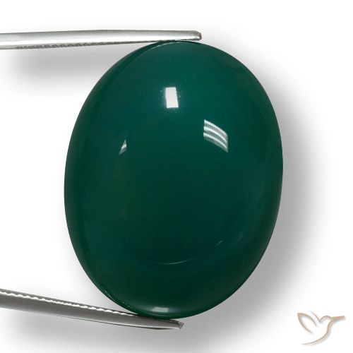 56.95ct 天然 ダークグリーン 瑪瑙, 楕円形, 半透明