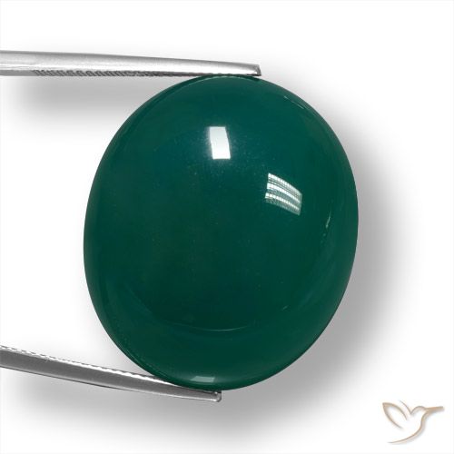 50.18ct 天然 ディープグリーン 瑪瑙, 楕円形, 半透明