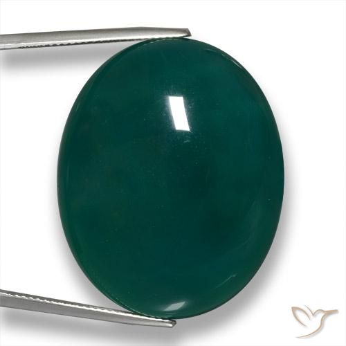 63.79ct 天然 クールグリーン 瑪瑙, 楕円形, 半透明