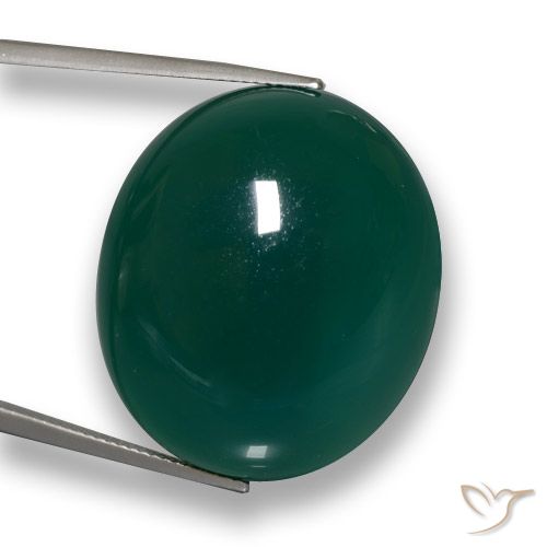 59.91ct 天然 ディープグリーン 瑪瑙, 楕円形, 半透明
