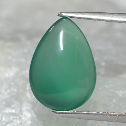 3.00ct 天然 クールグリーン 瑪瑙, 洋梨の形, 半透明
