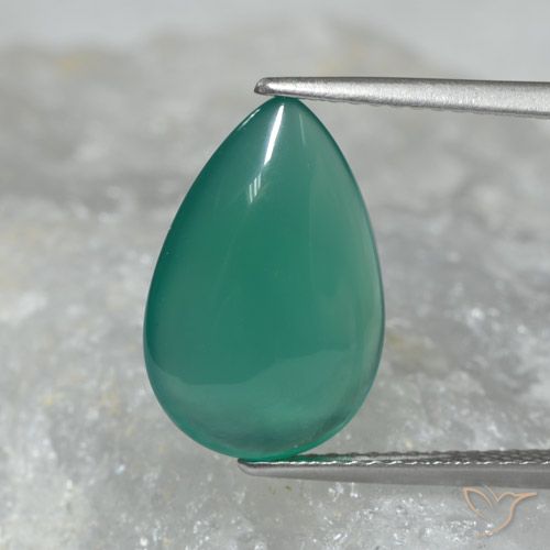 4.40ct 天然 クールグリーン 瑪瑙, 洋梨の形, 半透明