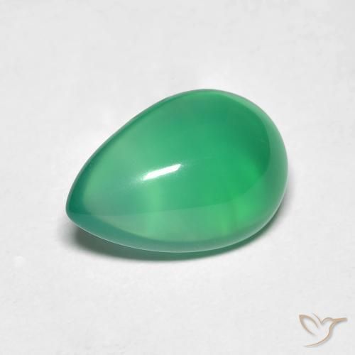 2.77ct 天然 ウォームグリーン 瑪瑙, 洋梨の形, 半透明