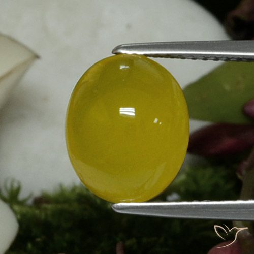 4.19ct 天然 ミディアムイエロー 瑪瑙, 楕円形, 半透明