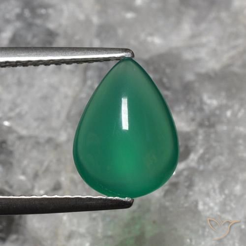 2.40ct 天然 フォレストグリーン 瑪瑙, 洋梨の形, 半透明