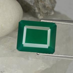3.79カラットの天然フォレストグリーンアゲート（11.1×9.1 mm・エメラルドカット）