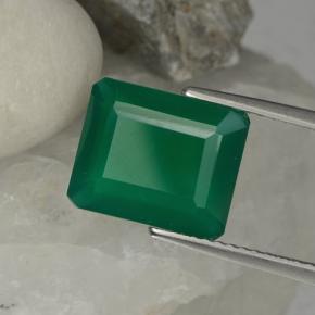 3.79カラットの天然フォレストグリーンアゲート（11.1×9.1 mm・エメラルドカット）