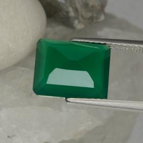 3.79カラットの天然フォレストグリーンアゲート（11.1×9.1 mm・エメラルドカット）