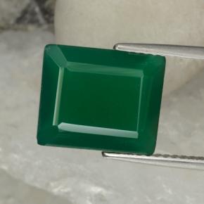 5.13カラットの天然ミディアムグリーンアゲート（12.2×10.1 mm・エメラルドカット）