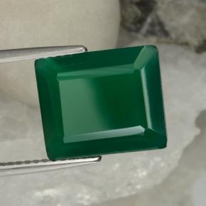 5.13カラットの天然ミディアムグリーンアゲート（12.2×10.1 mm・エメラルドカット）