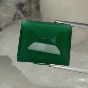 5.13カラットの天然ミディアムグリーンアゲート（12.2×10.1 mm・エメラルドカット）