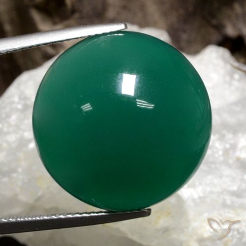 25.49ct 天然 パイングリーン 瑪瑙, ラウンド, 半透明
