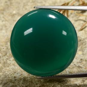 30.72カラットの天然ミディアムダークグリーンアゲート（23.31 mm・ラウンドカット）