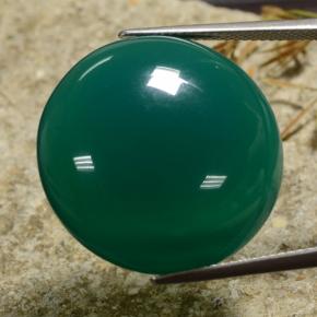 30.72カラットの天然ミディアムダークグリーンアゲート（23.31 mm・ラウンドカット）