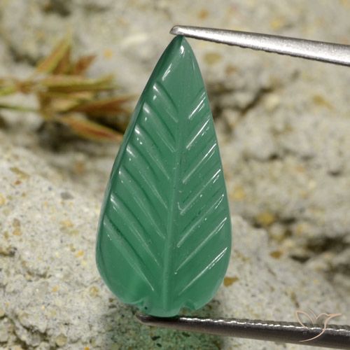 4.04ct 天然 ウォームグリーン 瑪瑙, ファンシー, 半透明