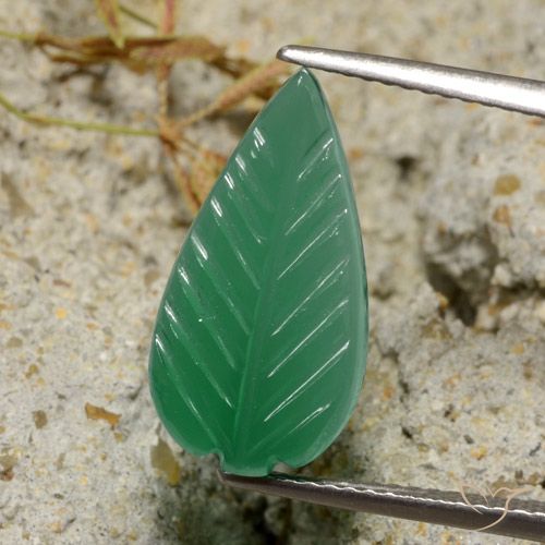 3.62ct 天然 ミディアムグリーン 瑪瑙, ファンシー, 半透明