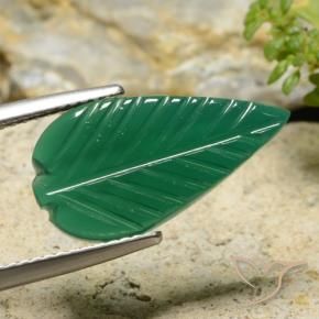 4.54カラットの天然ミディアムグリーン瑪瑙、フラワーカット、半透明