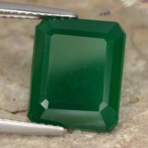 5.21カラットの天然ミディアムグリーンアゲート（12.2×10.1 mm・エメラルドカット）