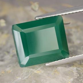 4.89カラットの天然ミディアムディープグリーンアゲート（12.2×10.2 mm・エメラルドカット）