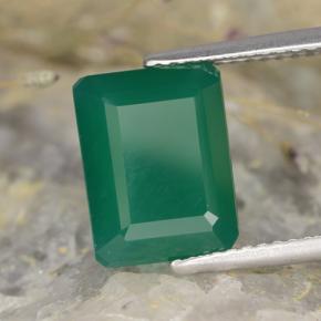 3.73カラットの天然フォレストグリーンアゲート（11×8.3 mm・エメラルドカット）