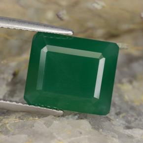 5.13カラットの天然黄色がかった緑アゲート（12×10.3 mm・エメラルドカット）