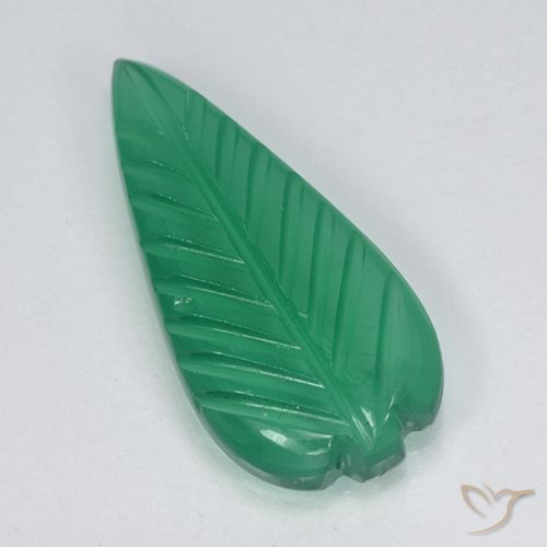 3.24ct 天然 ミディアムグリーン 瑪瑙, フラワーカット, 半透明