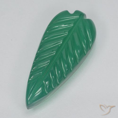 3.49ct 天然 ウォームグリーン 瑪瑙, フラワーカット, 半透明