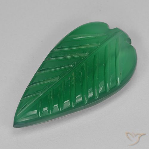 3.69ct 天然 フォレストグリーン 瑪瑙, フラワーカット, 半透明