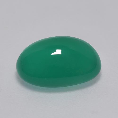 3.39カラットの天然ミディアムグリーンアゲート（11.2×8.4 mm・オーバルカット）